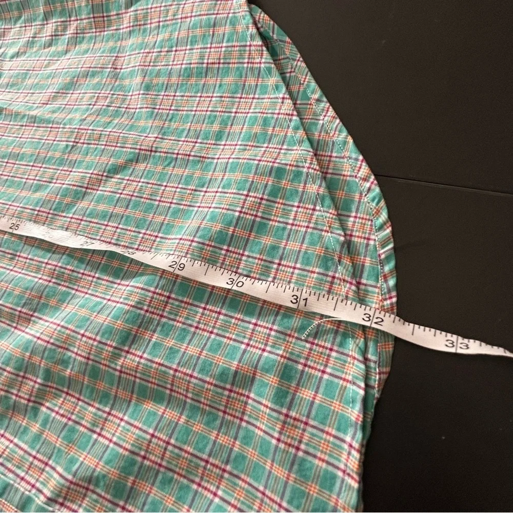 POLO Ralph Lauren Men's Plaid Short Sleeve Button Down Shirt Green Pink. Sz Med